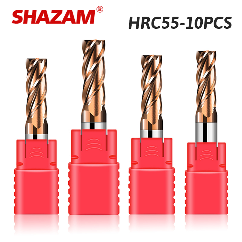 End Mill Set - SHAZAM 4-Shank HRC55 4-Flute Flat End