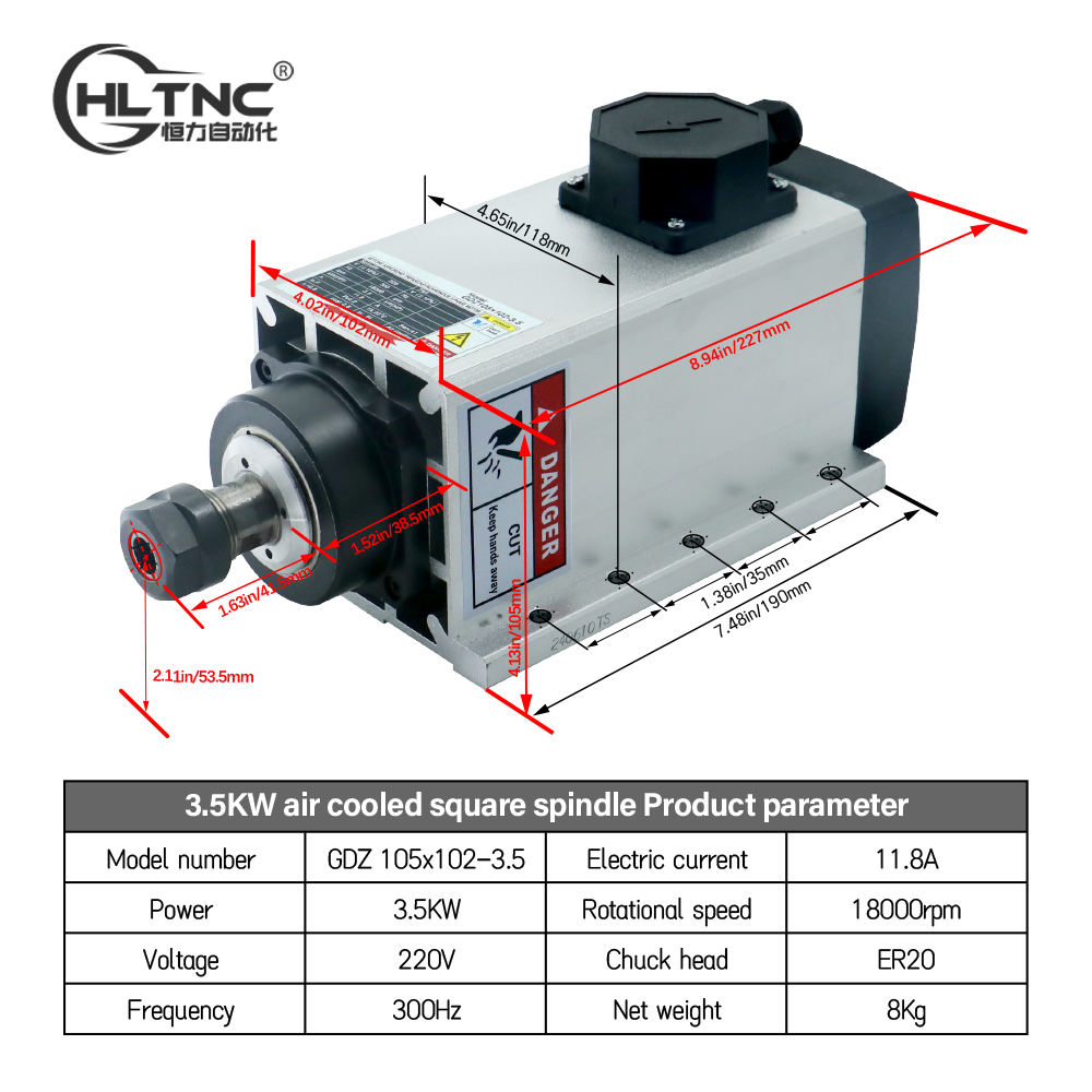 3.5KW ER20 220VSquare Fly-edge - Spindle Motor recensione e prezzo