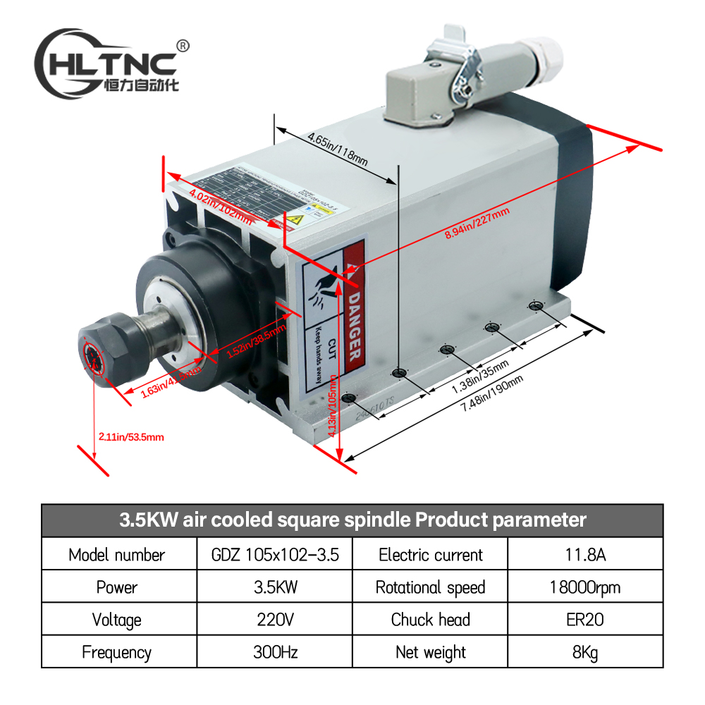 3.5KW ER20 220VSquare Fly-edge - Spindle Motor recensione e prezzo