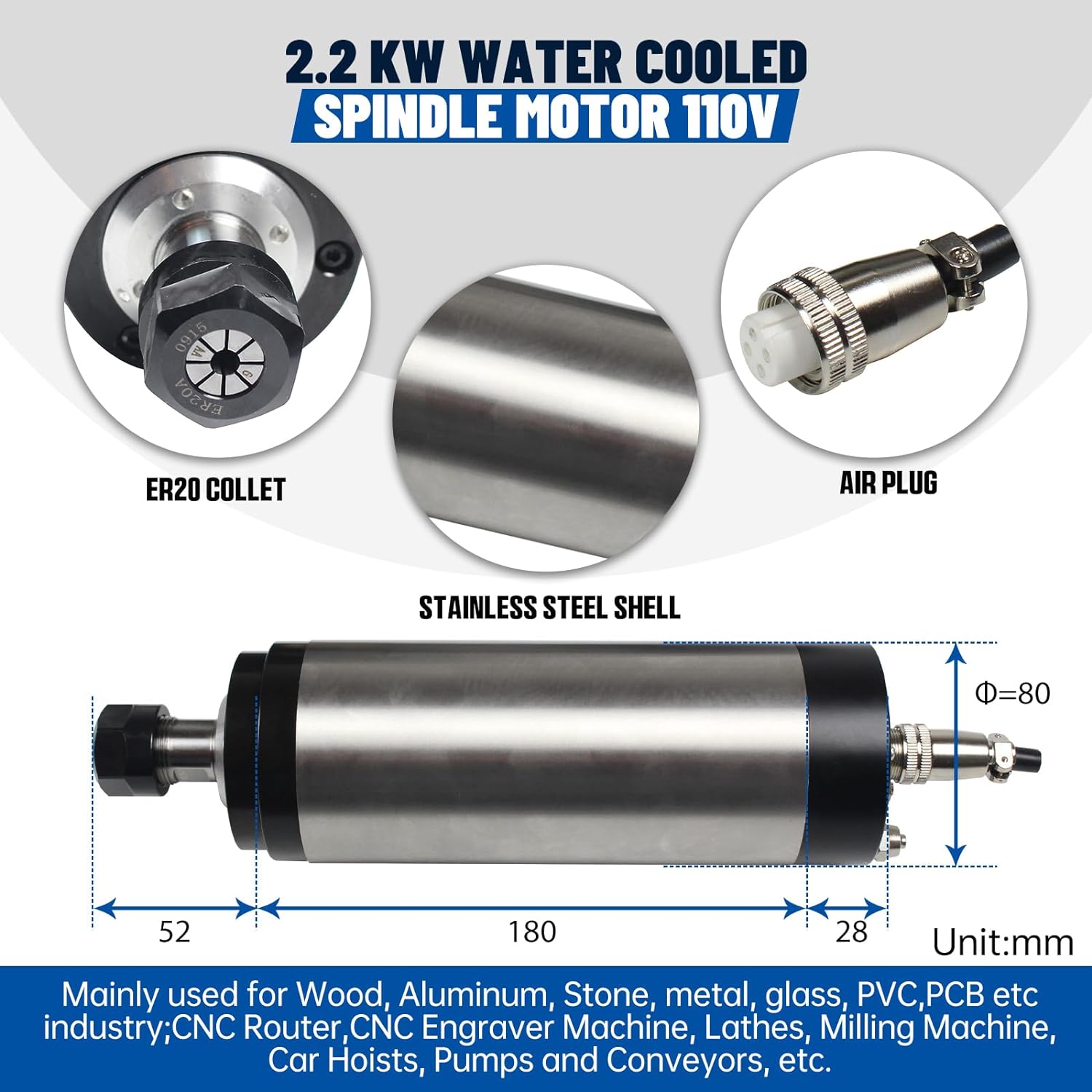 110V 220V motore mandrino 2.2K - Water Cooled Spindle recensione e prezzo